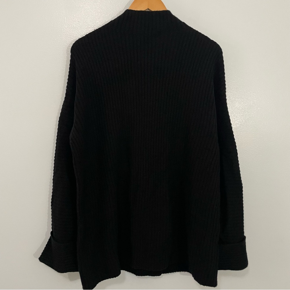 Athleta Black Merino Wool Cashmere Cowl Neck Split Front Sweater Oversized M - Picture 6 of 16